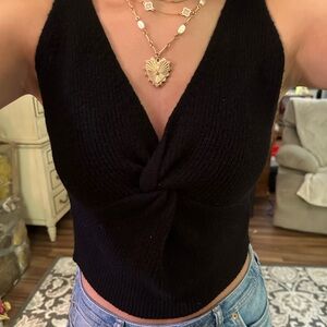 Elegant Black Knit Women's Top
